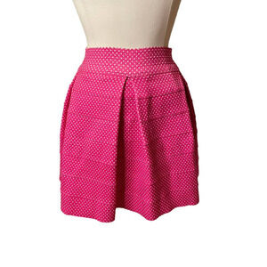 Nordstrom Barbiecore Pink Polka Dot Pleated Mini Skirt Size Large oober swank